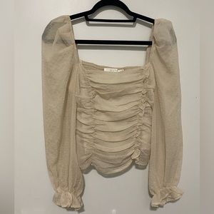 ASTR the label tan puff sleeve with corset look